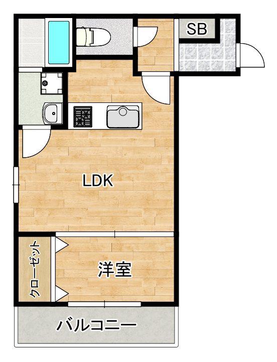 フェリーチェ泉大津(1LDK/3階)の間取り写真