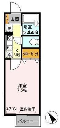 サンモール(1K/2階)の間取り写真
