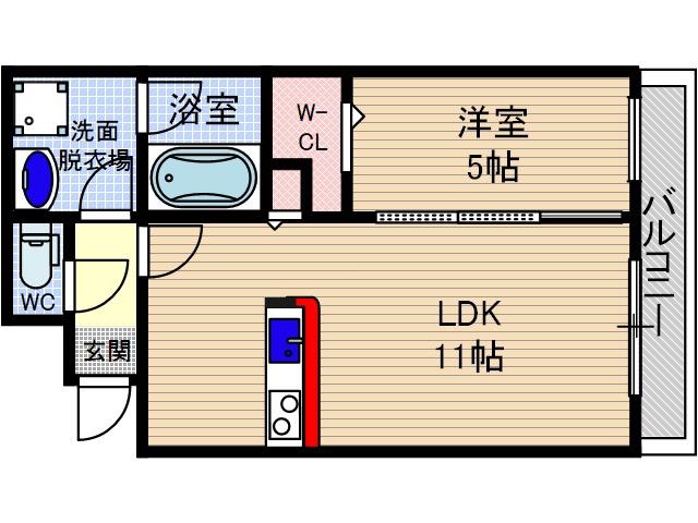 山崎マンション15(1LDK/5階)の間取り写真
