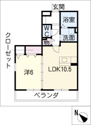 クロワール青山(1LDK/2階)の間取り写真
