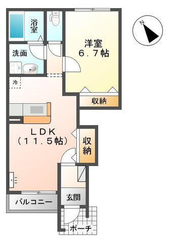 サンコスモス(1LDK/1階)の間取り写真