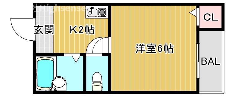 リバティ京橋(1K/6階)の間取り写真