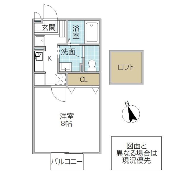 ディアフラッツEBA(1K/2階)の間取り写真