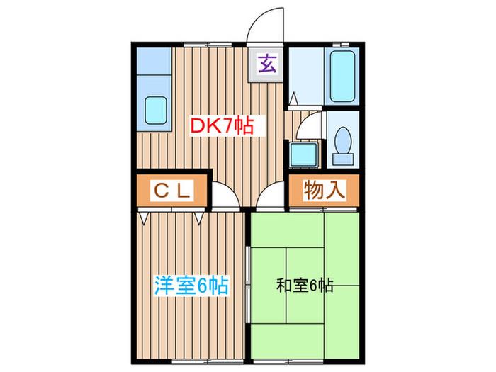 佐々木コーポ(2DK/2階)の間取り写真