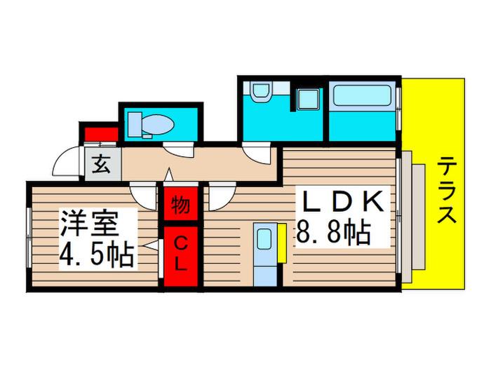 スプリングコート西船(1LDK/1階)の間取り写真