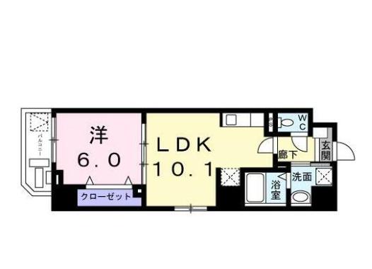 ジーヴイ アリイ アサクサ(1LDK/7階)の間取り写真