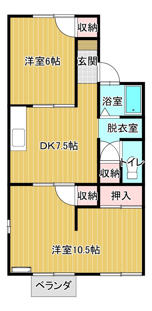 ふみやハイツ(2DK/2階)の間取り写真
