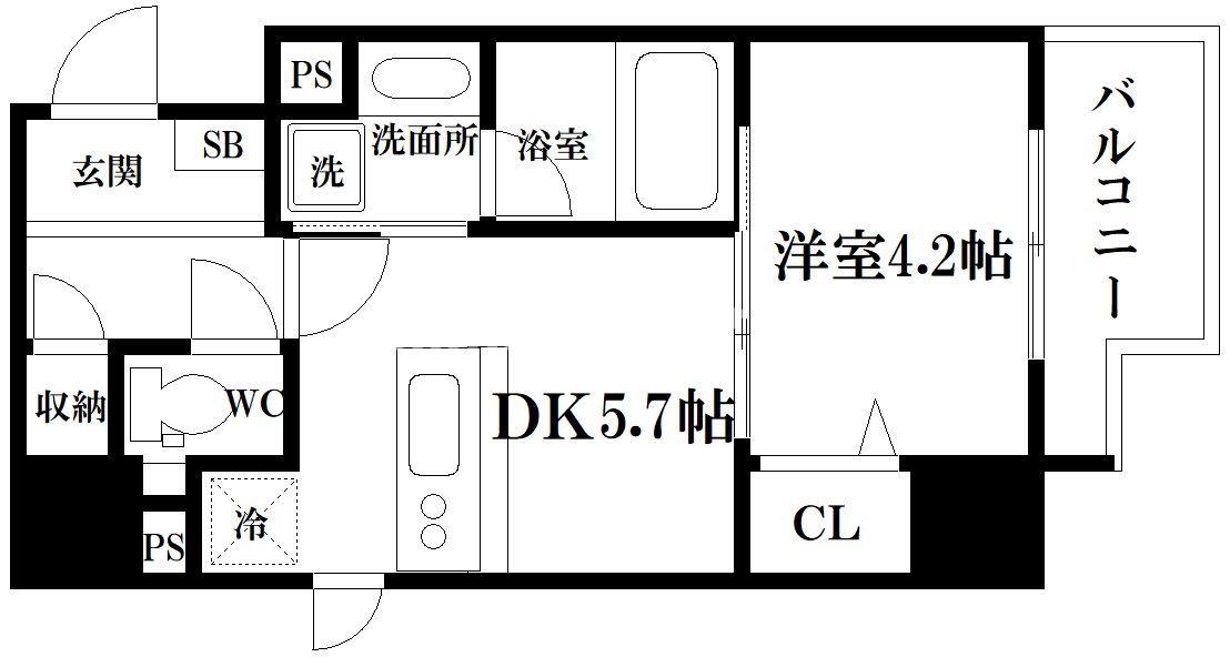 ガウディ(1DK/9階)の間取り写真