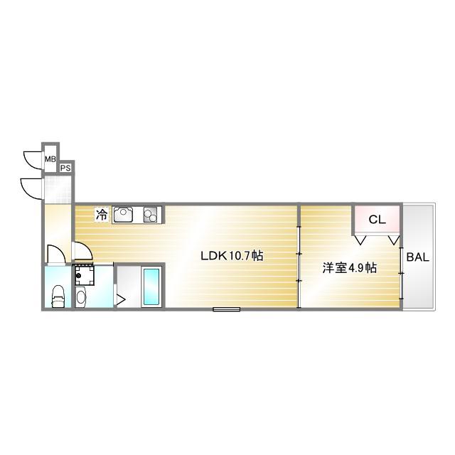 フジパレス神戸新明町(1LDK/3階)の間取り写真