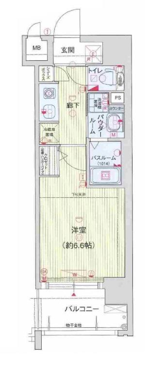 クリスタルブライト谷町(1K/11階)の間取り写真