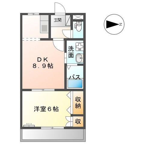 ムーンレインボー(1DK/2階)の間取り写真
