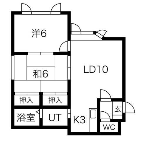 地下鉄東西線 琴似駅(札幌市営) 徒歩13分 3階建 築38年(2LDK/3階)の間取り写真