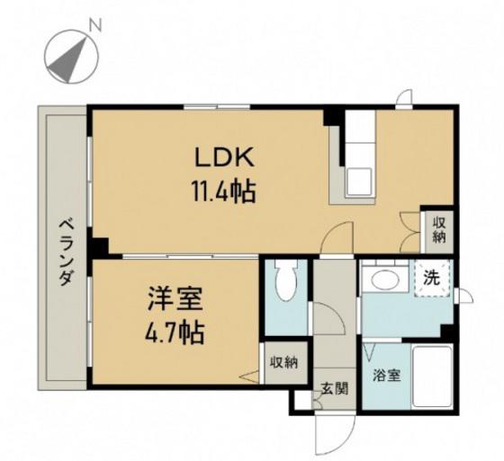 アンジュ己斐(1LDK/2階)の間取り写真
