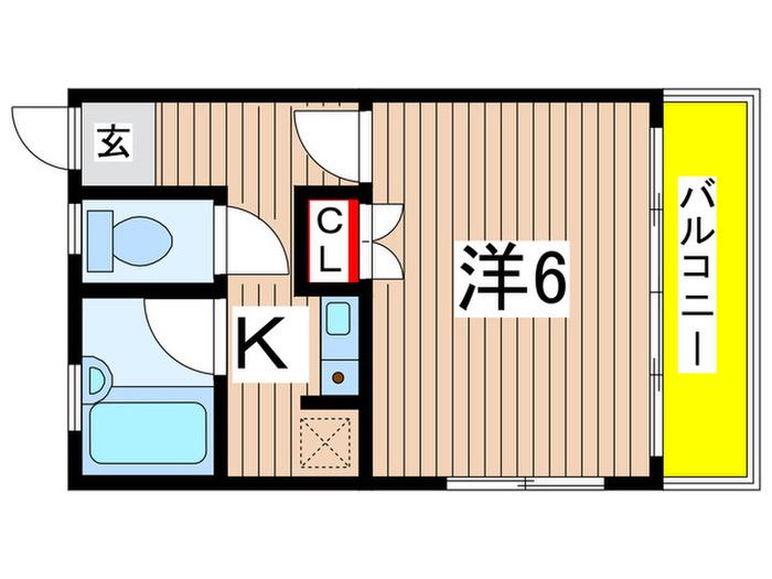 ベルハイツA棟(1K/2階)の間取り写真