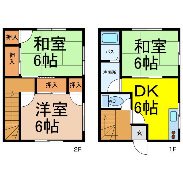 メゾネット田坂(3DK/1階)の間取り写真