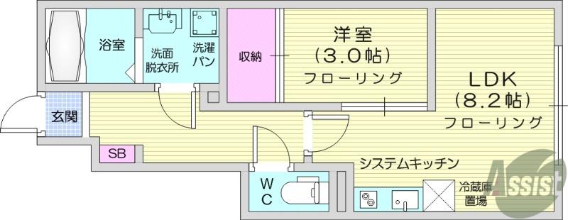 NORI(1LDK/1階)の間取り写真