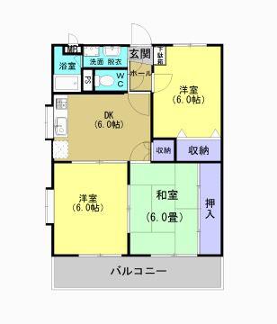 アネシスイン有川(3DK/4階)の間取り写真