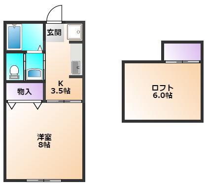 ブランドール冨士II(1K/2階)の間取り写真