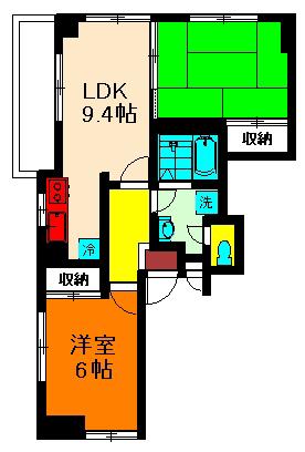 クリスタルハイツ(2LDK/3階)の間取り写真