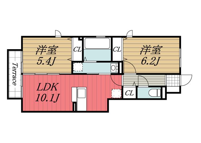 リヴェール壱番館(2LDK/1階)の間取り写真
