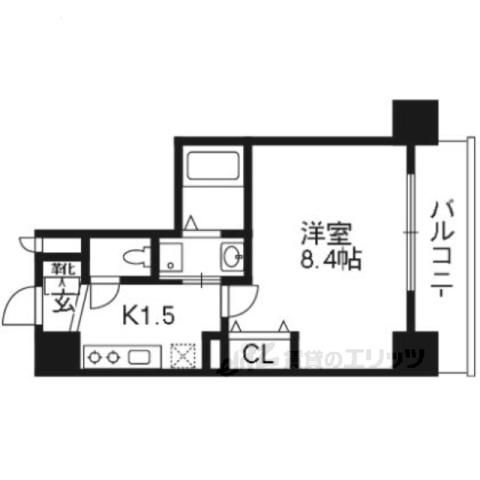 ベラジオ西陣聚楽(1K/2階)の間取り写真
