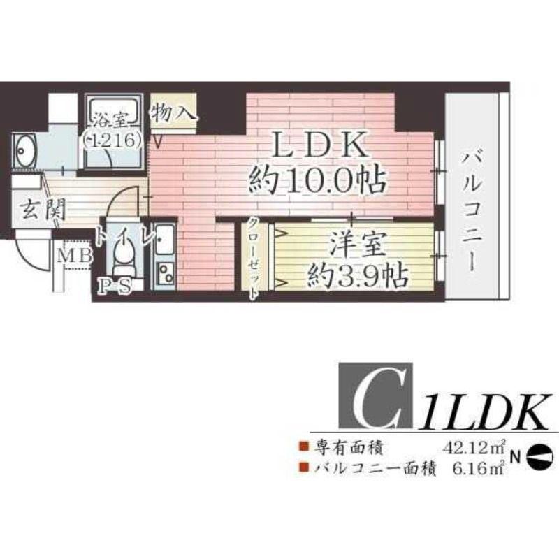アーベル更紗北堀江(1LDK/5階)の間取り写真