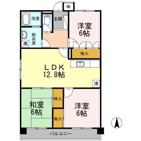 レジデンス17番館(3LDK/4階)の間取り写真