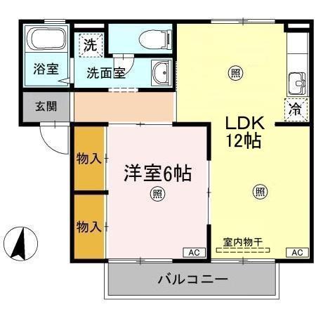 サンライズ光B棟(2DK/2階)の間取り写真