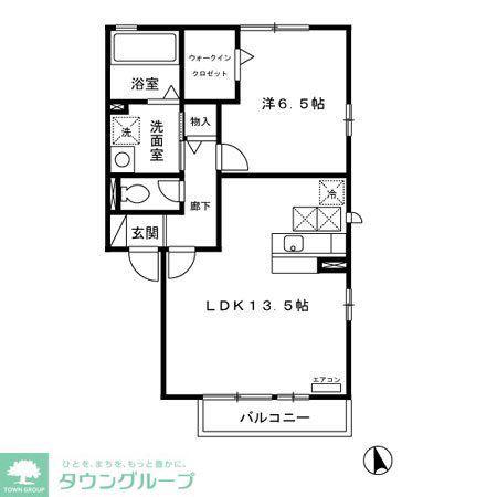 花水木B(1LDK/2階)の間取り写真