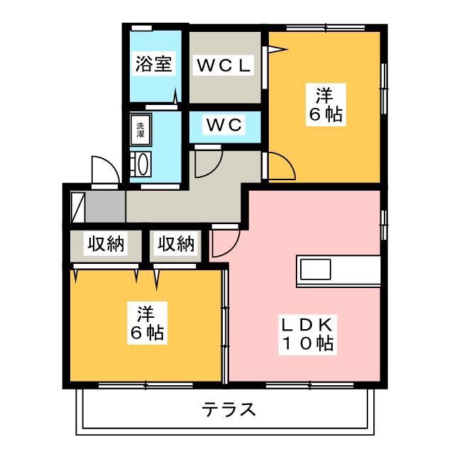 リビングタウンヴェルード A(2LDK/2階)の間取り写真