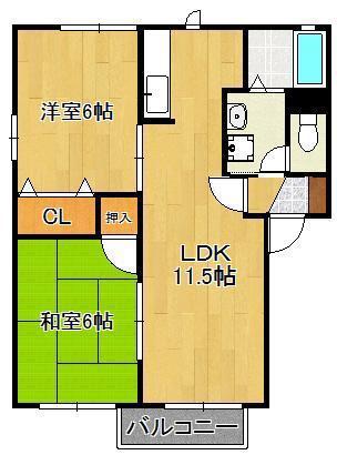 ノールカトレア C棟(2LDK/2階)の間取り写真