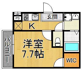 フジパレス栗山公園(1K/2階)の間取り写真