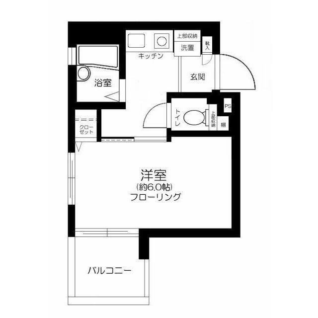 ロワール島津山南(1K/6階)の間取り写真