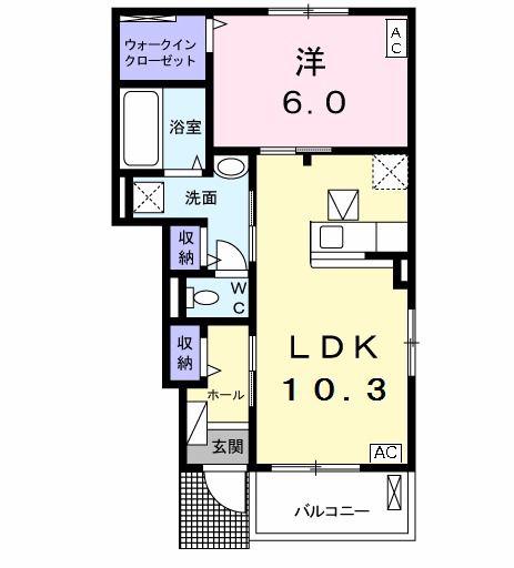 リヴェール・ピアII(1LDK/1階)の間取り写真
