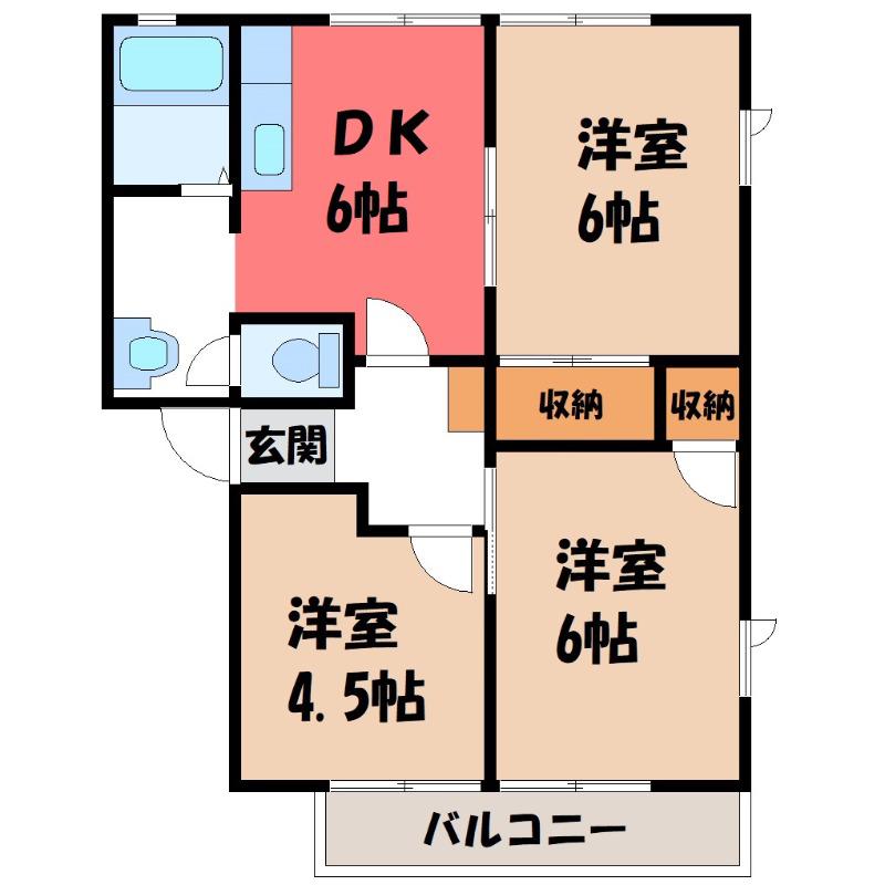 ベルジュールA(3DK/1階)の間取り写真