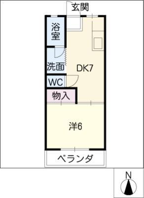 今井コーポ(1DK/2階)の間取り写真