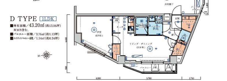 リヴシティ墨田(1LDK/4階)の間取り写真