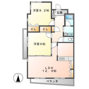 リアン東山(2LDK/2階)の間取り写真
