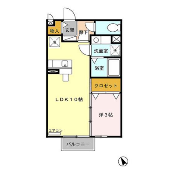 モナリエJ(1LDK/2階)の間取り写真