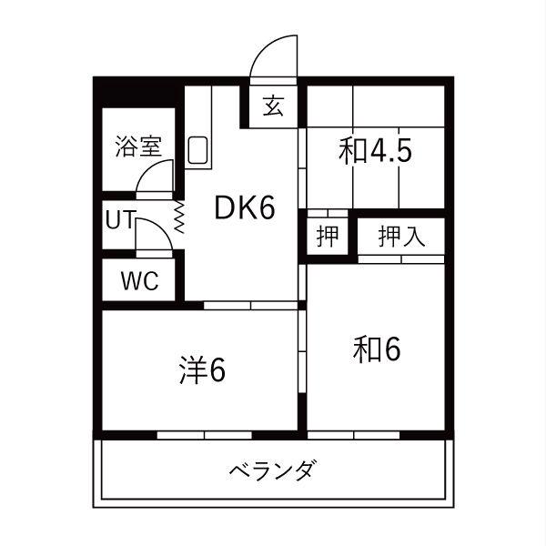 コーポ大晴(3DK/2階)の間取り写真