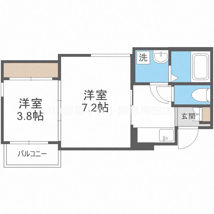ステディ下新庄(2K/1階)の間取り写真