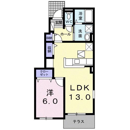 NEW S(1LDK/1階)の間取り写真