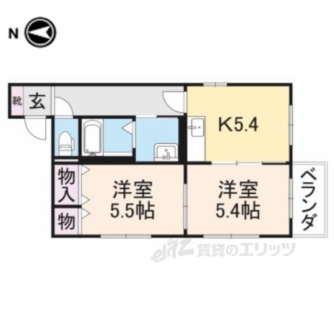 ファミールⅢ(2K/2階)の間取り写真