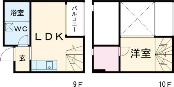 BAUWERK(1LDK/9階)の間取り写真