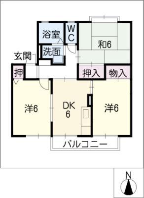 ロイヤルビレッジC棟(3DK/2階)の間取り写真