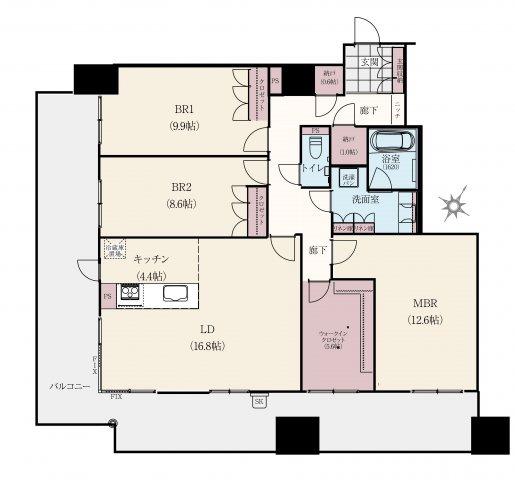 LA MIA CASA(3LDK/11階)の間取り写真