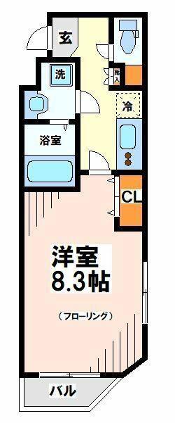 HILLS新小岩(1K/8階)の間取り写真