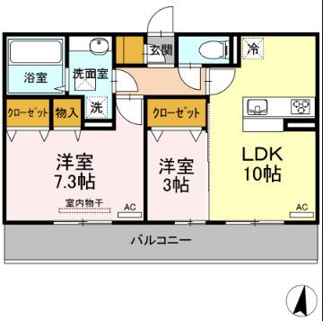 カーサ・ペキーノ(2LDK/2階)の間取り写真