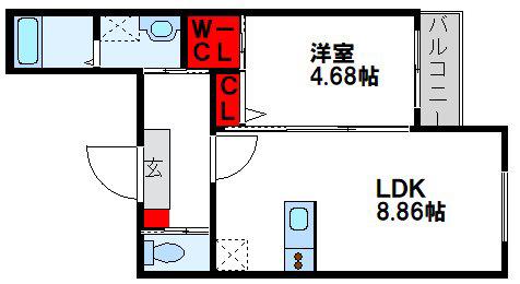 BRAVE BASE 若松(1LDK/1階)の間取り写真