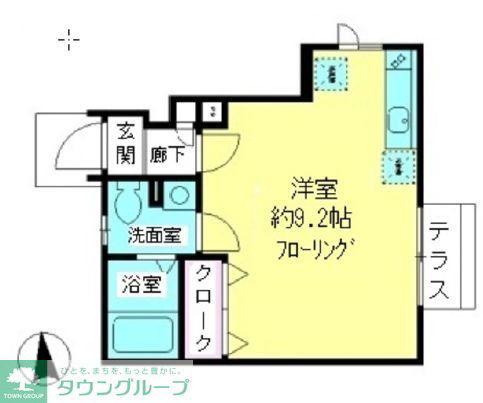 コトーヴェール(ワンルーム/1階)の間取り写真